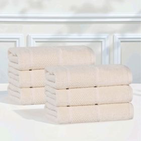 Mile Smart Twist Cotton Medium Weight Solid Hand Towels, Set of 6 (Color: Ivory, size: 6 Piece Hand Towels)
