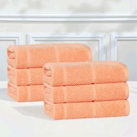 Mile Smart Twist Cotton Medium Weight Solid Hand Towels, Set of 6 (Color: Peach, size: 6 Piece Hand Towels)