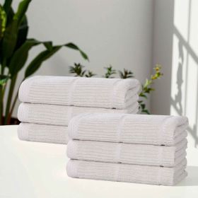 Milo Smart Twist Cotton Medium Weight Solid Hand Towels, Set of 6 (Color: Silver, size: 6 Piece Hand Towels)