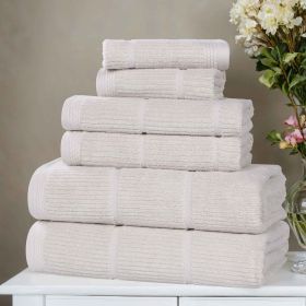 Milo Smart Twist Cotton Medium Weight Solid Ribbed 6 Piece Towel Set (Color: Silver, size: 6 Piece Towel Set)