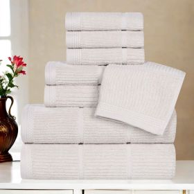 Milo Smart Twist Cotton Medium Weight Solid Ribbed 8 Piece Towel Set (Color: Silver, size: 8 Piece Towel Set)