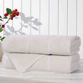Milo Smart Twist Cotton Solid Ribbed Bath Towels, Set of 2 (Color: Silver, size: 2 Piece Bath Towels)