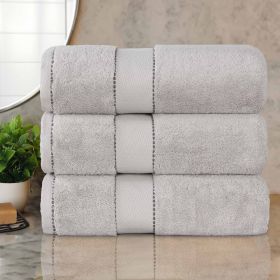Niles Egyptian Giza Cotton Plush Thick Absorbent Bath Towel Set of 3 (Color: Platinum, size: 3 Piece Bath Towels)