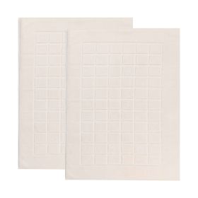 Nora Cotton Solid Absorbent Thick Checkered Washable Bath Mat Set of 2 (Color: Cream)