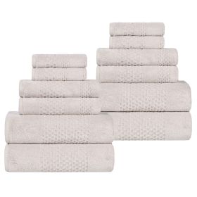 Playa Zero Twist Cotton Solid Waffle Textured 12 Piece Towel Set (Color: Silver, size: 12 Piece Towel Set)