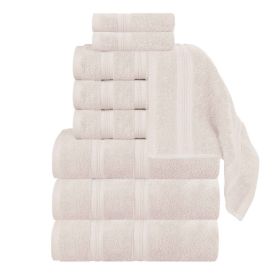 Smart Dry Zero Twist Cotton Medium Weight 9 Piece Assorted Towel Set (Color: Ivory, size: 9 Piece Towel Set)