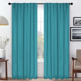 Solid Room Darkening Blackout Curtain Panels, Back Tabs, Set of 2 (Color: Aqua, size: 52" X 108")