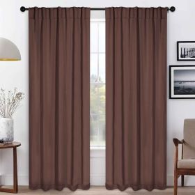 Solid Room Darkening Blackout Curtain Panels, Back Tabs, Set of 2 (Color: Cappuccino, size: 52" X 108")