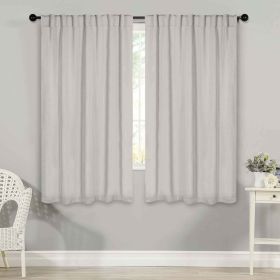 Solid Room Darkening Blackout Curtain Panels, Back Tabs, Set of 2 (Color: Chrome, size: 52" X 63")