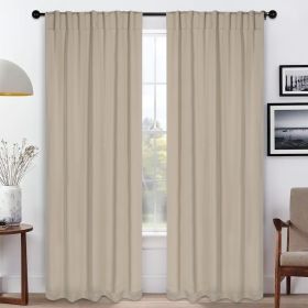 Solid Room Darkening Blackout Curtain Panels, Back Tabs, Set of 2 (Color: Ivory, size: 42" X 96")