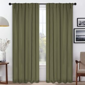 Solid Room Darkening Blackout Curtain Panels, Back Tabs, Set of 2 (Color: Olive Green, size: 42" X 108")