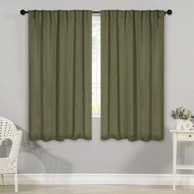 Solid Room Darkening Blackout Curtain Panels, Back Tabs, Set of 2 (Color: Olive Green, size: 42" X 63")