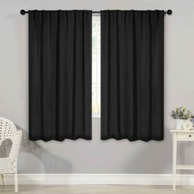 Solid Room Darkening Blackout Curtain Panels, Back Tabs, Set of 2 (Color: Black, size: 52" X 63")