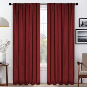 Solid Room Darkening Blackout Curtain Panels, Back Tabs, Set of 2 (Color: Sangria, size: 42" X 108")