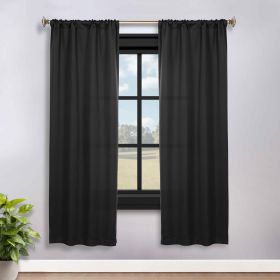 Solid Room Darkening Rod Pocket Blackout Curtain Panels, Set of 2 (Color: Black, size: 36" x 72")