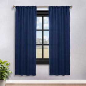 Solid Room Darkening Rod Pocket Blackout Curtain Panels, Set of 2 (Color: Navy Blue, size: 36" x 72")