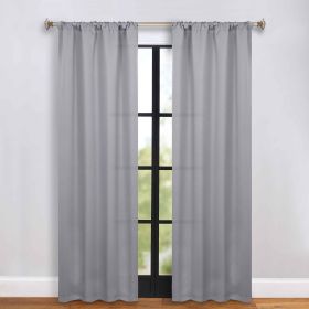 Solid Room Darkening Rod Pocket Blackout Curtain Panels, Set of 2 (Color: Silver, size: 36" x 84")