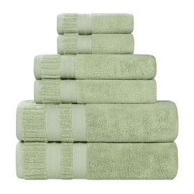 Venice Zero Twist Cotton Medium Weight Absorbent 6 Piece Towel Set (Color: Green, size: 6 Piece Towel Set)
