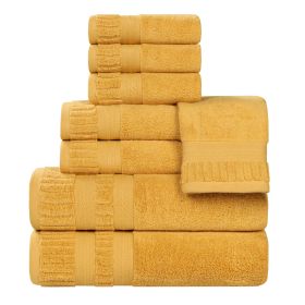 Venice Zero Twist Cotton Medium Weight Absorbent 8 Piece Towel Set (Color: Gold, size: 8 Piece Towel Set)
