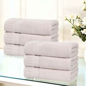 Venice Zero Twist Cotton Medium Weight Absorbent Hand Towels, Set of 6 (Color: Silver, size: 6 Piece Hand Towels)
