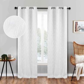 Zuri Textured Waves Room Darkening Blackout Curtains, Set of 2 (Color: Snow White, size: 42" X 96")