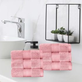 Aria Turkish Cotton Super Absorbent Assorted Towel Set Collection (Color: Coral Pink, size: 6 Piece Hand Towels)