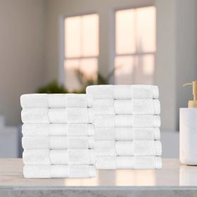 Aria Turkish Cotton Super Absorbent Assorted Towel Set Collection (Color: White, size: 12 Piece Face Towels)