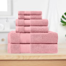 Turkish Cotton Highly Absorbent Solid 6 Piece Towel Set (Color: Coral, size: 6 Piece Towel Set)