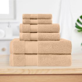 Turkish Cotton Highly Absorbent Solid 6 Piece Towel Set (Color: Hazelnut, size: 6 Piece Towel Set)
