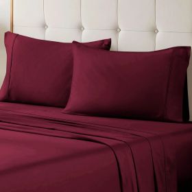 Egyptian Cotton 700 Thread Count Eco Friendly Solid Sheet Set (Color: Burgundy, size: Queen)
