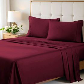 Egyptian Cotton 700 Thread Count Eco Friendly Solid Sheet Set (Color: Burgundy, size: King)