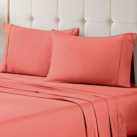 Egyptian Cotton 700 Thread Count 2 Piece Pillowcase Set (Color: Coral, size: King)
