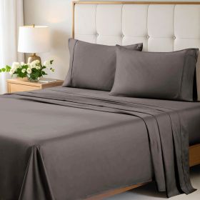Egyptian Cotton 700 Thread Count Eco Friendly Solid Sheet Set (Color: Grey, size: King)