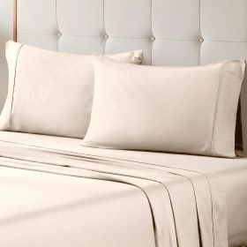 Egyptian Cotton 700 Thread Count 2 Piece Pillowcase Set (Color: Ivory, size: King)