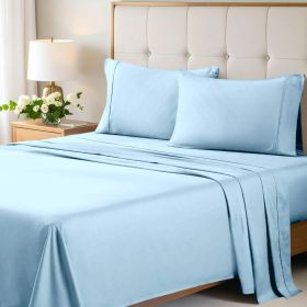 Egyptian Cotton 700 Thread Count Eco Friendly Solid Sheet Set (Color: Light Blue, size: King)