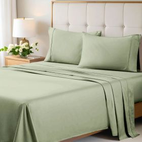 Egyptian Cotton 700 Thread Count Eco Friendly Solid Sheet Set (Color: Sage, size: King)