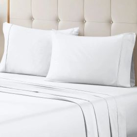 Egyptian Cotton 700 Thread Count Eco Friendly Solid Sheet Set (Color: White, size: Queen)
