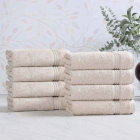 Heritage Egyptian Cotton Plush Luxury Hand Towel Set of 8 (Color: Stone, size: 8 Piece Hand Towels)