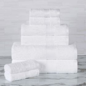 Ultra-Soft Rayon from Bamboo Cotton Blend 8 Piece Towel Set (Color: White, size: 8 Piece Towel Set)