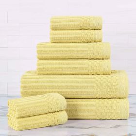 Soho Ribbed Cotton Absorbent Medium Weight 8 Piece Towel Set (Color: Golden Mist, size: 8 Piece Towel Set)