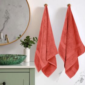Madison Egyptian Cotton Pile Heavyweight 2 Piece Bath Towel Set (Color: Coral, size: 2 Piece Bath Towels)