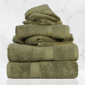 Madison Egyptian Cotton Pile Plush Heavyweight 6 Piece Towel Set (Color: Forest Green, size: 6 Piece Towel Set)
