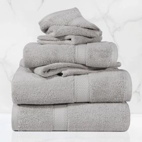 Madison Egyptian Cotton Pile Plush Heavyweight 6 Piece Towel Set (Color: Silver, size: 6 Piece Towel Set)