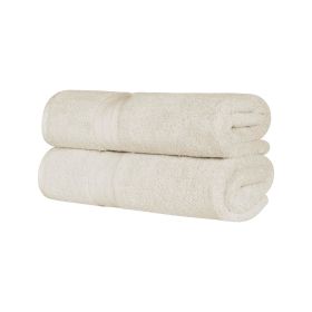 Atlas Cotton Heavyweight Absorbent Plush 2 Piece Bath Sheet Set (Color: Almond, size: 2 Piece Bath Sheets)