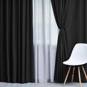 Solid Machine Washable Room Darkening Blackout Curtains, Set of 2 (Color: Black - 2 Piece, size: 52" X 108")