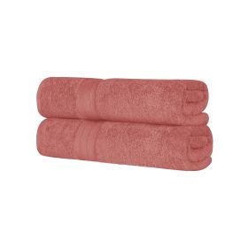 Atlas Cotton Heavyweight Absorbent Plush 2 Piece Bath Sheet Set (Color: Blush, size: 2 Piece Bath Sheets)