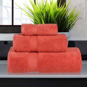 Zero-Twist Smart-Dry Combed Cotton 3 Piece Towel Set (Color: Brick, size: 3 Piece Towel Set)