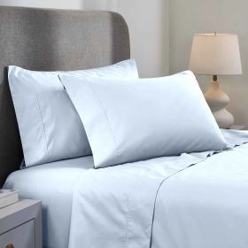 1000 Thread Count Cotton Blend Solid Deep Pocket Bed Sheet Set (Color: Blue, size: Queen)