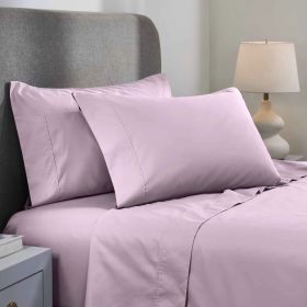 1000 Thread Count Cotton Blend Solid Deep Pocket Bed Sheet Set (Color: Lilac, size: Queen)