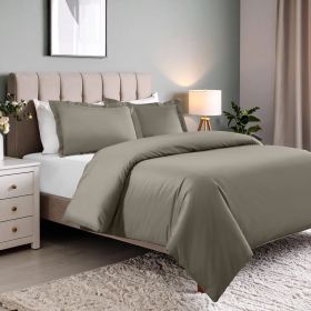 600 Thread Count Cotton Blend Solid Duvet Cover Set (Color: Grey, size: King\California King)